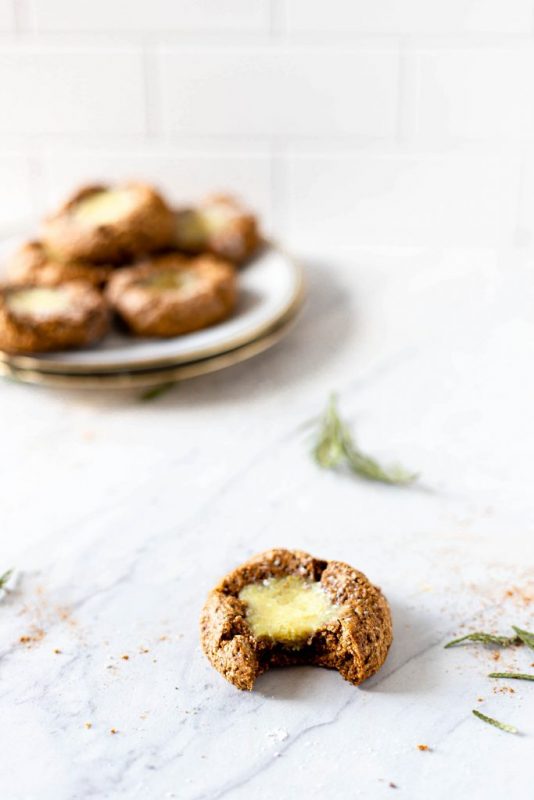 Vegan Lemon Gingerbread Thumbprint Cookies