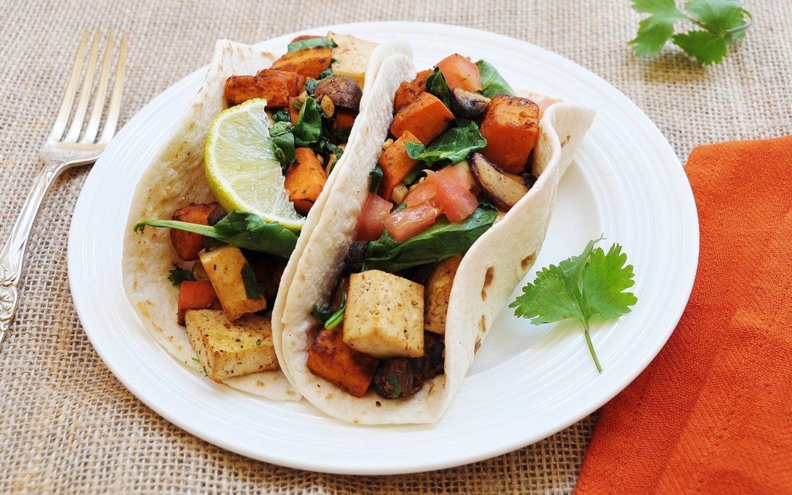 Sweet Potato and Tofu Breakfast Tacos With Spicy Black Beans 