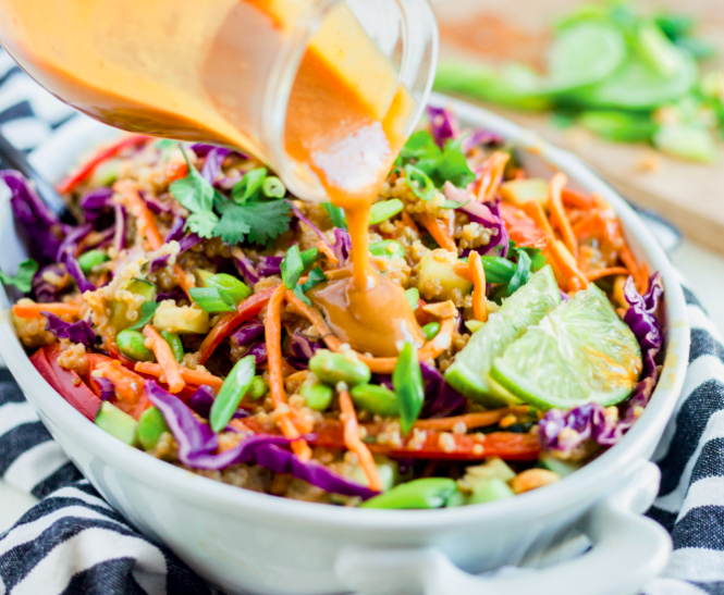 Crunchy Thai-Inspired Quinoa Salad with Peanut Dressing 