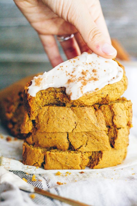 Pumpkin Bread with Maple Cream Cheese Frosting