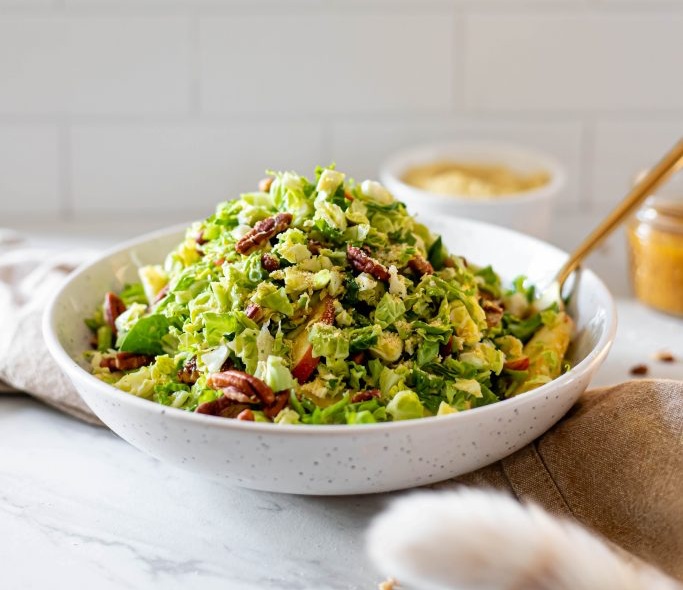 Vegan Brussel Sprout Salad with Pecans and Apple