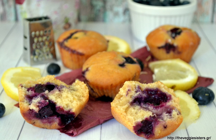 Vegan Muffins with Blueberries and Glaze