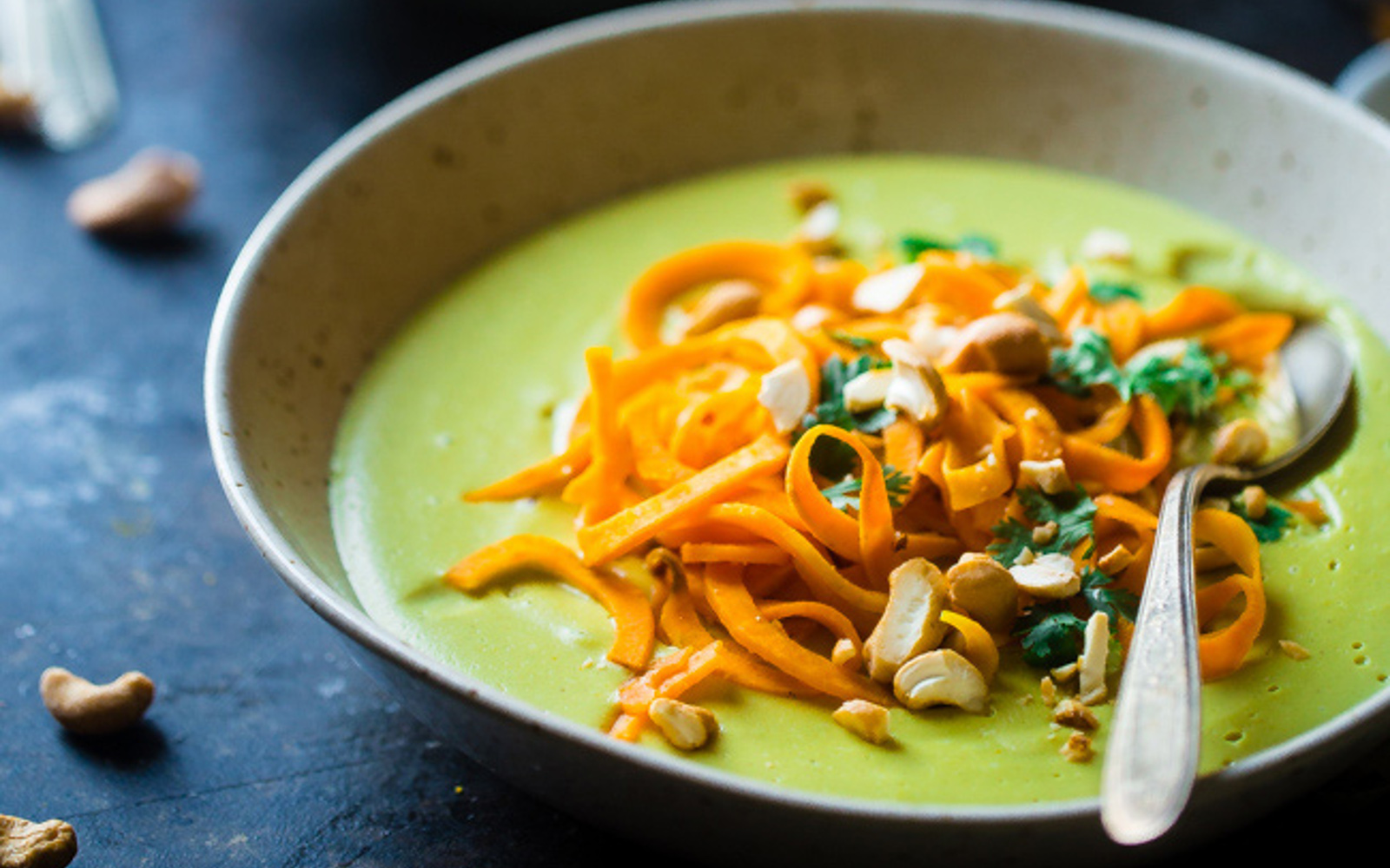 Curried Cauliflower Soup With Sweet Potato Noodles