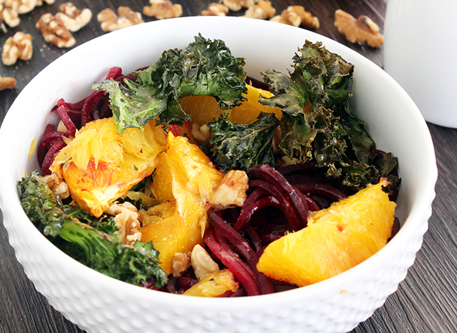 Roasted Beet Noodles With Oranges and Crispy Kale 