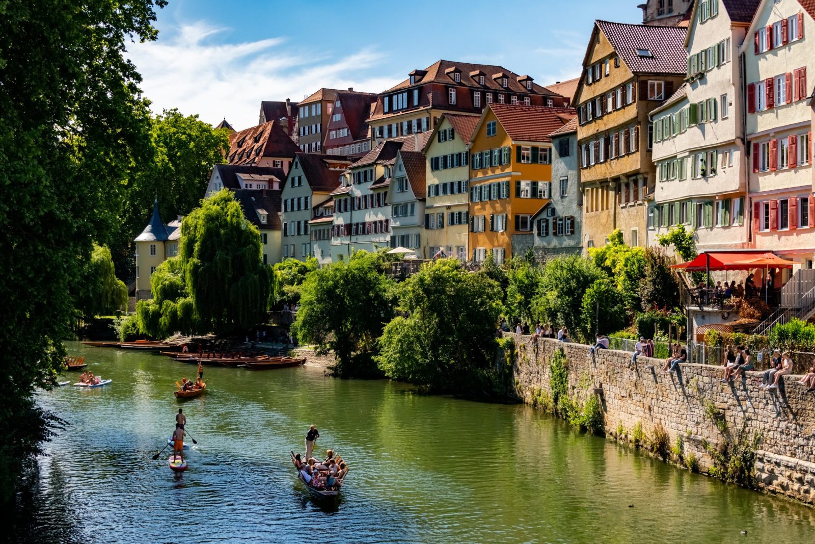 Tubingen town in Germany with a river canal