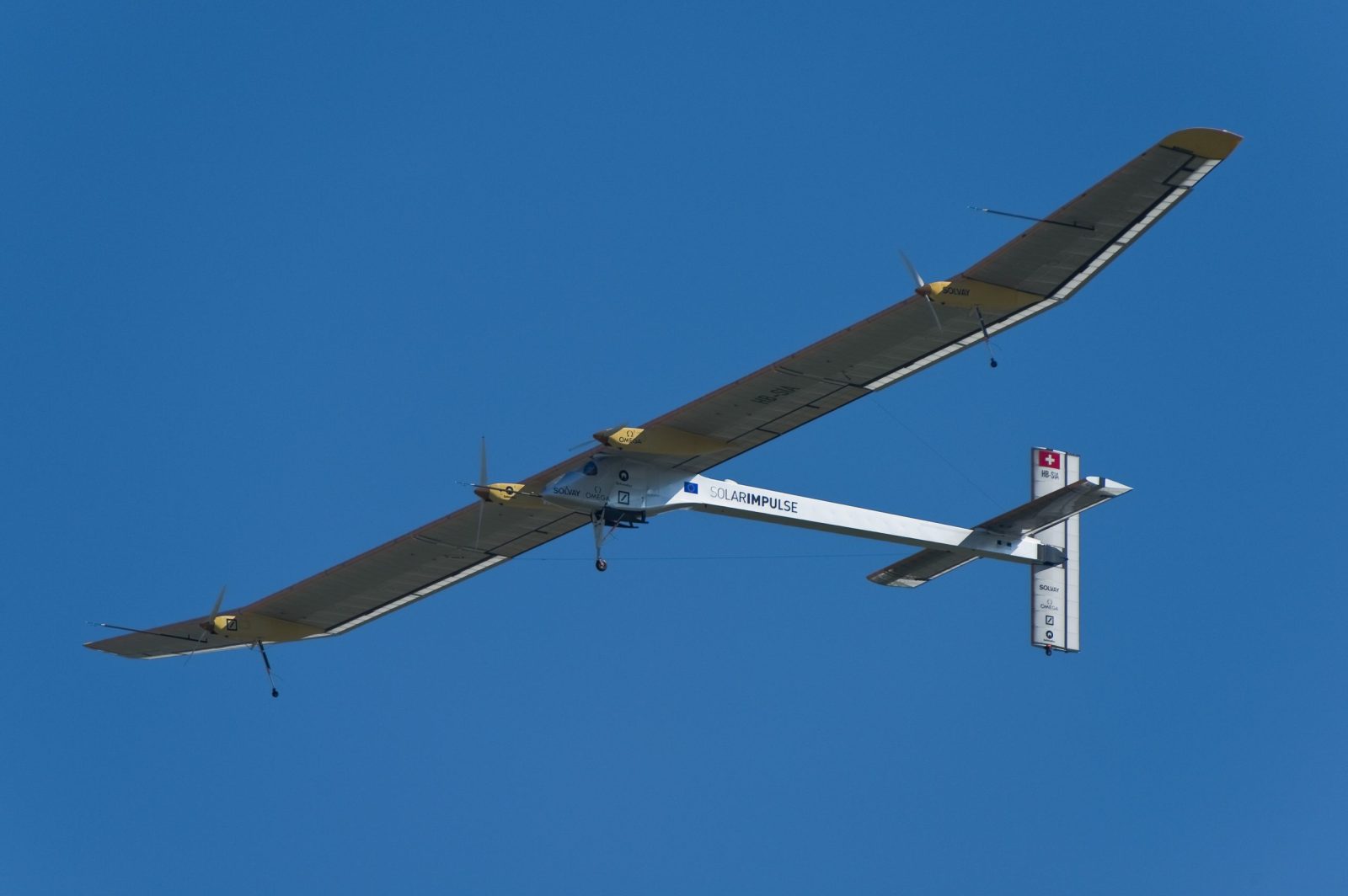 Solar impulse plane flying