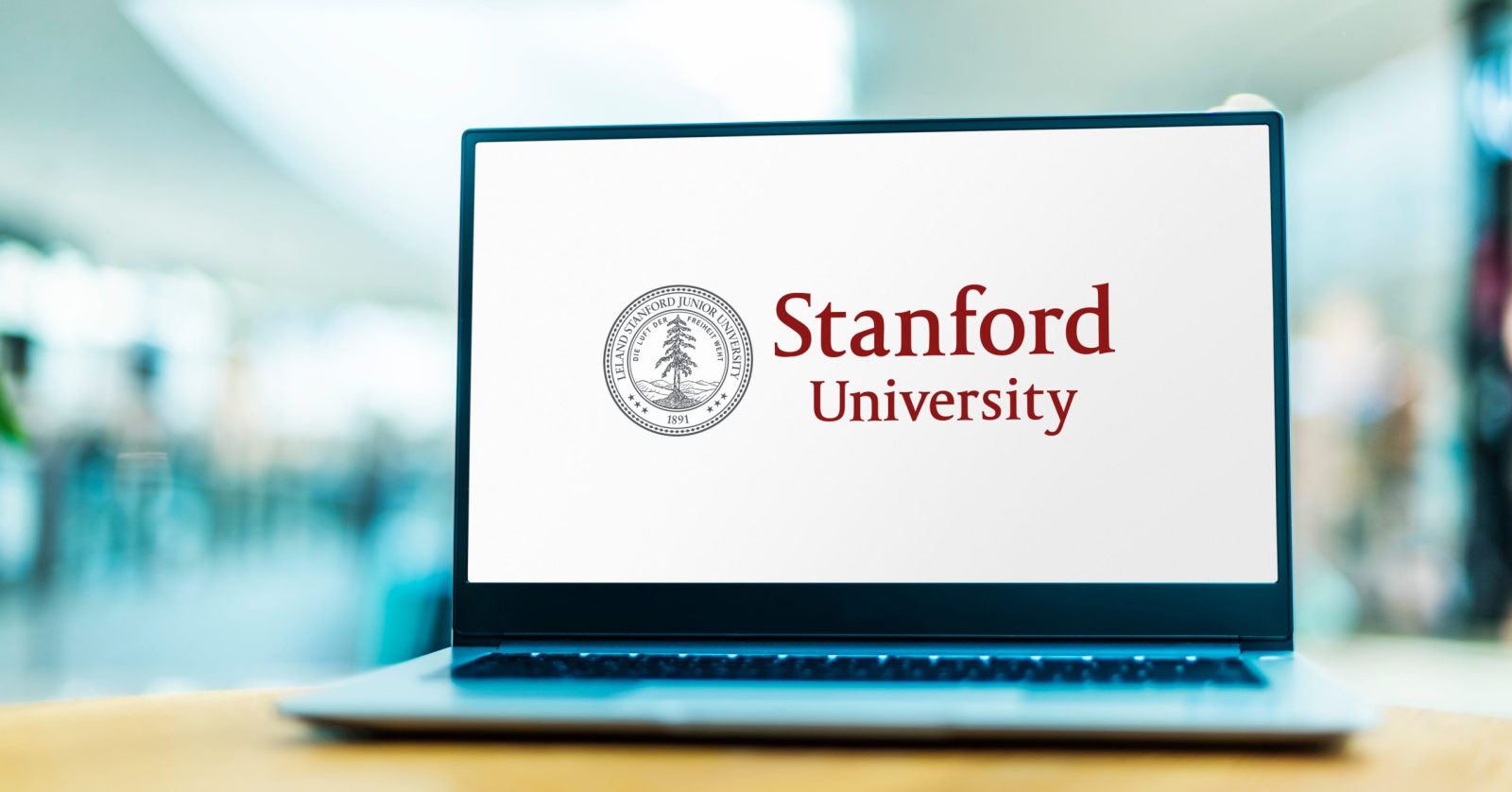 Stanford University logo on computer screen