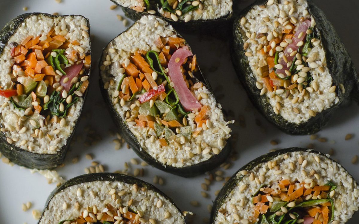 Raw Sushi Rolls With Sunflower Seed ‘Rice’