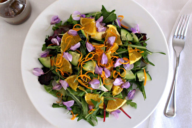 Spring Salad: Edible Flowers and Dandelion Greens